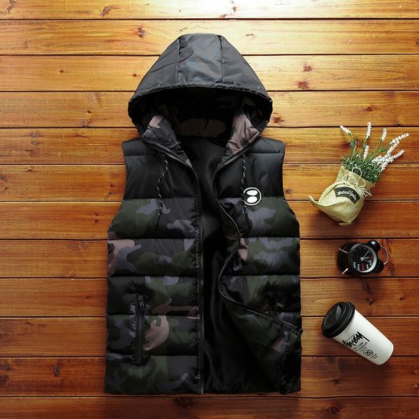 

горячая продажа подростки пальто жилета мужской пальто вниз хлопок камуфляж рыхлого хлопка жилет, Black;white