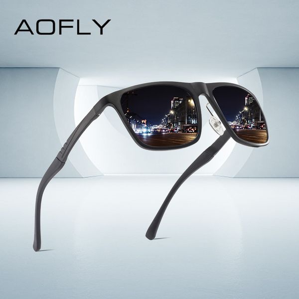 

aofly aluminum magnesium polarized sunglasses male anti-glare mirror lens fashion 2020 square driving sunglasses for men uv400, White;black