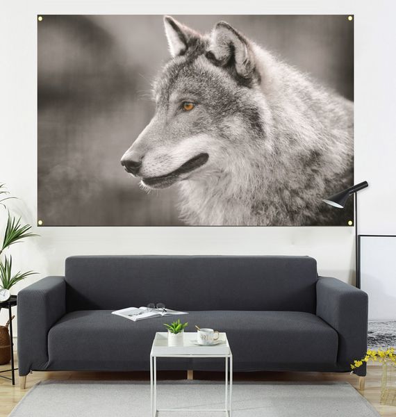 

wolf painting hanging flag, living room decoration, sofa background, interior decoration painting, 600d4 buckle 100 * 150cm