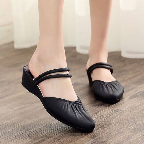 

summer female sandals roman wedge sandals fashion shoes for women low-heeled casual ladies shoes designer cs03, Black