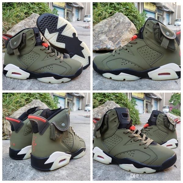 

2019 new arrived travis scotts 6 og cactus jack glow in dark 3m reflective army green men designer basketball shoes 6s sports sneakers