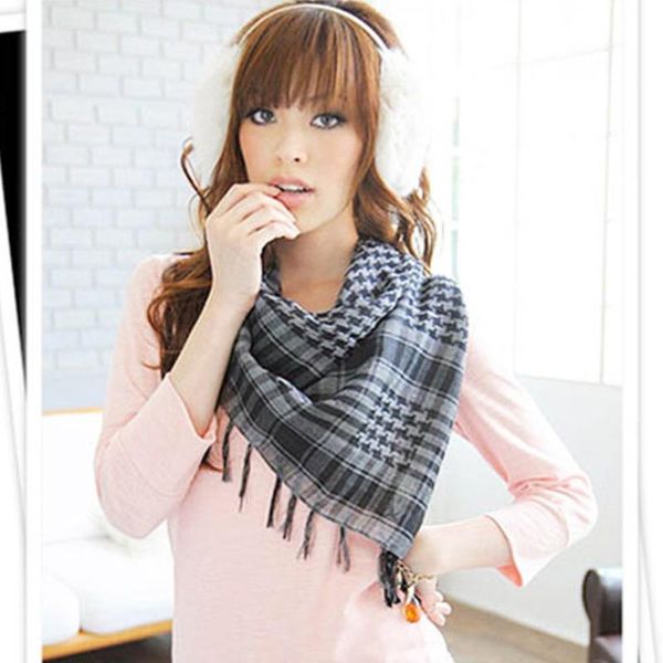 

cycling caps & masks ladies turban scarf big square arabian houndstooth network silk hijab hat outdoor travel clothes matching, Black