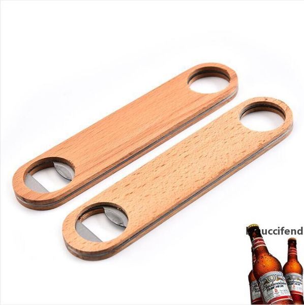 

wooden flat beer bottle openerwood handle stainless steel wine beer soda glass cap bottle opener creative kitchen bar tools lxl1216l