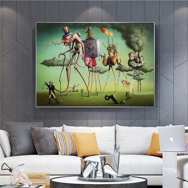 

Salvador Dali "The American Dream" Abstract Canvas Paintings Wall Art Picture for Living Room Home Decor (No Frame)