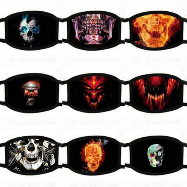 

lyon blue skull face mask reusable cartoon print cubrebocas decorados para nios ultraviolet proof washable running riding bike dhzlstore, Black