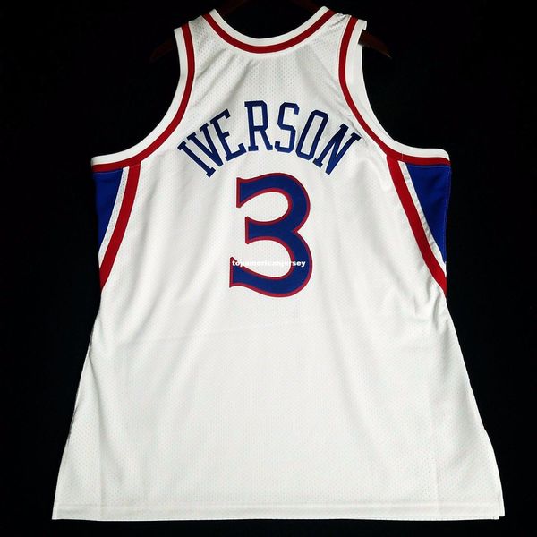 

100% прошитой mitchell ness аллен айверсон # 3 оптовые джерси mens vest размер xs-6xl прошитой баскетбольное ncaa, Gray