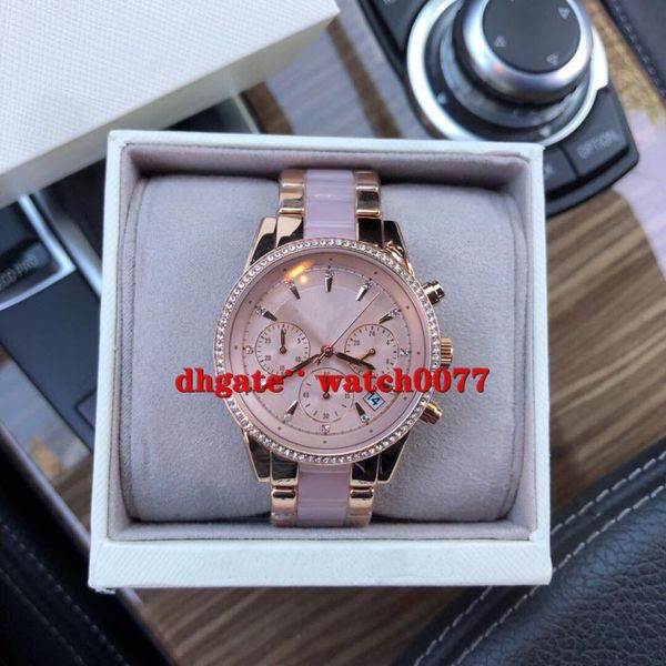 

new mk6307 women's rose gold tone dial two-tone strap watch 6307, Slivery;brown