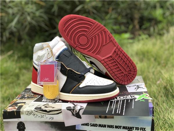

new union x тапки 1 high og air nrg аутентичные 1s человек баскетбол обувь черный белый real leather с og box bv1300-106 bv1300-146