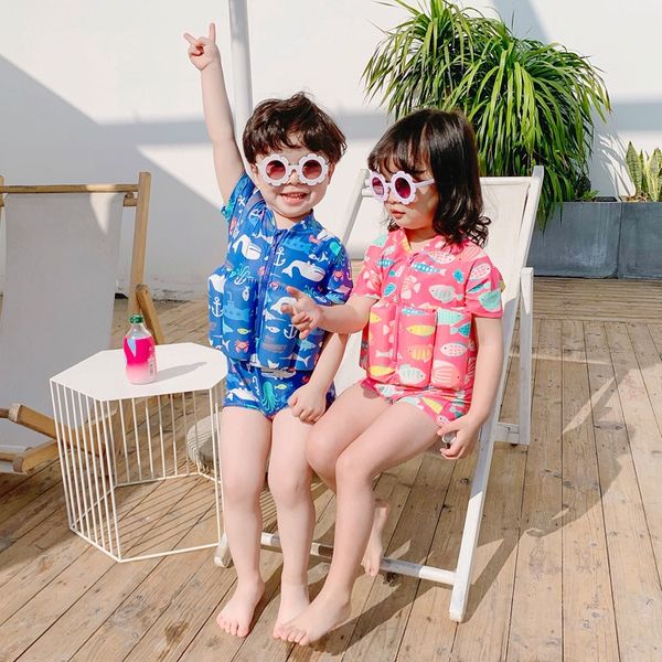 

children's female girl boy's buoyancy swimsuit children's one-piece spring flat-angle flat-foot baby's buoyancy swimsuit, Black