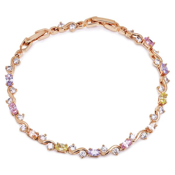 

mxgxfam ( 20 cm x 4 mm) gold color 18 k multicolor cz bracelets for women + zircon for wholesale price, Black