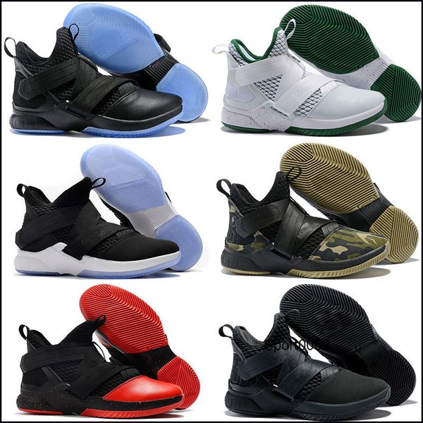 

2020 new arrival soldier xii 12 ep mens basketball kids shoes for qaulitys 12s home limit camouflage green ice sports sneakers, Black