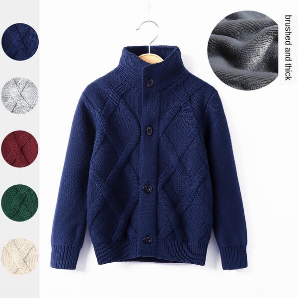 

new coat children's clothing ins autumn sweater turtleneck thickened cardigan solid color coat children's clothing sweater, Blue
