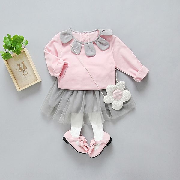 

anti-seasonchildren's clothing new korean style children's clothing cotton t-shirt girl petal collar cotton t-shirt 1701, Blue