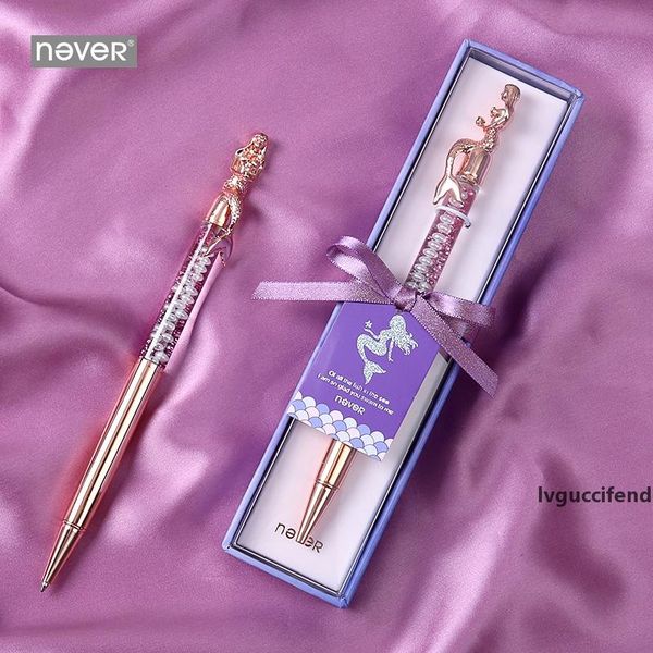 

never mermaid series novelty pens ballpoint pen 0.7mm rose gold office pen gift stationery school student supplies, Blue;orange