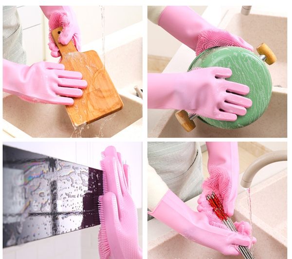 

силиконовые перчатки для мытья посуды кухня многофункциональные перчатки утолщенной водонепроницаемый хозяйственные перчатки