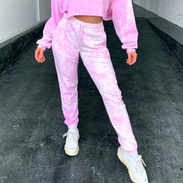 

casual women tie dyeing print pants trousers elastic high waist fitness active bottoms clothing ladies harem long pants female, Black;white