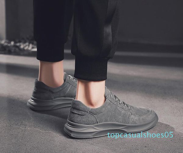 

чистка мужские кроссовки кожа 2020 весна лето мода повседневная обувь мужской замша обувь для ходьбы человека мягкая t05, Black