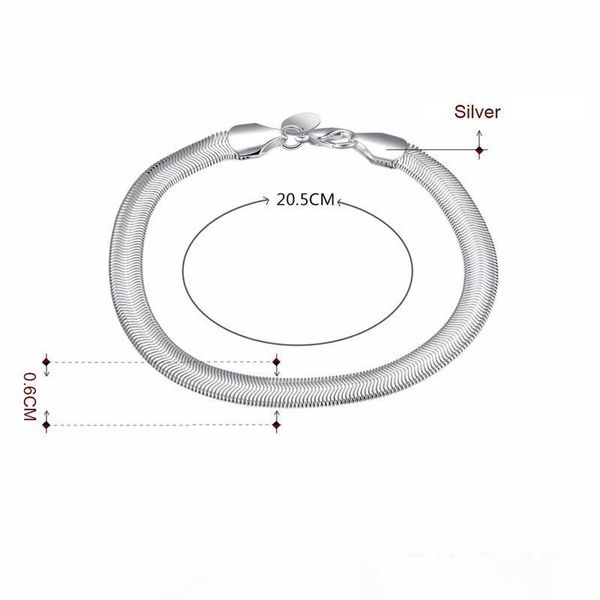

a diamond ring 100 %original jewelry s925 stamp solid silver bracelet new trendy 925 silver snake chain bracelet for women and men h164, Golden;silver