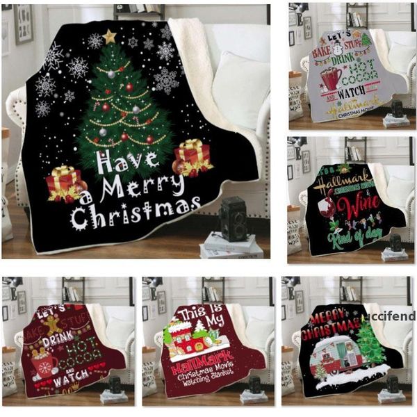 

3d double christams blanket for kids printing fleece warm soft blankets cloak cape shawl sofa throw blanket hh9-2486