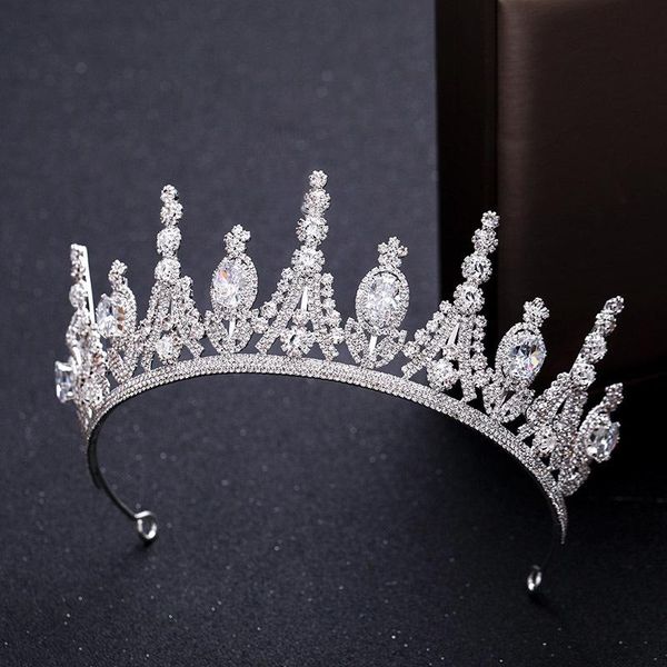 

forseven luxury silver color crystal tiaras crowns hair jewelry rhinestone diadem headpiece wedding bridal hair accessories jl t200522, Slivery;golden