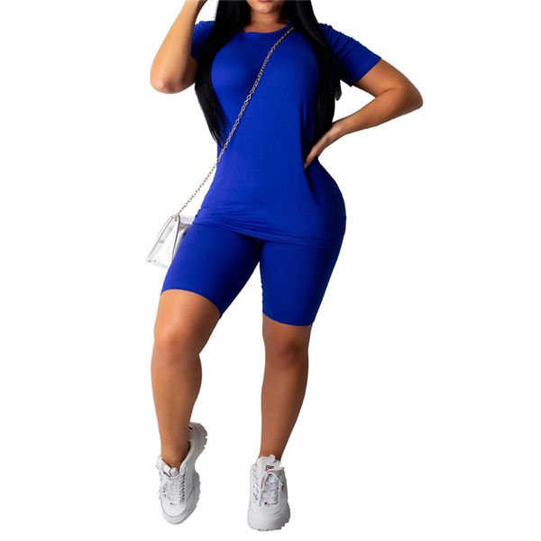 

women sport tracksuit two piece set summer solid short sleeve shirt short pants suit jogging outfit club matching set, Gray
