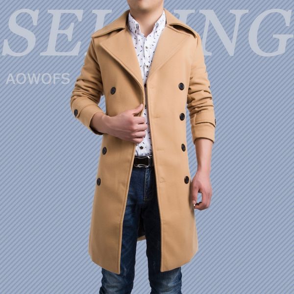 

vshck aowofs british men's slim-fit double-breasted lapel long en y038 aowofs british men's slim-fit double-breasted lapel long en, Black