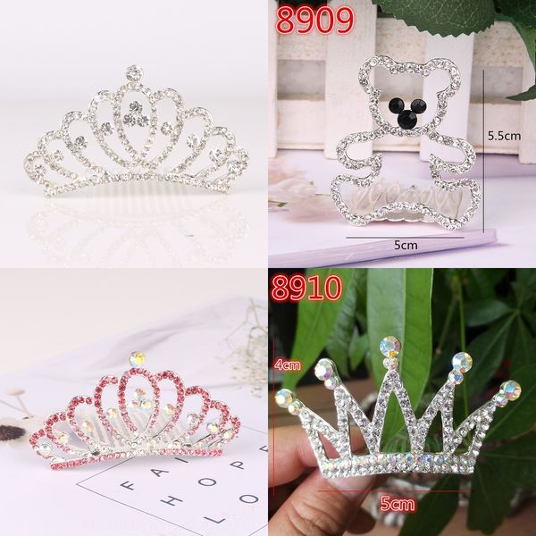 

pinduoduo hair comb drill headwear children's large hair comb crown headdress peach heart rhinestone headdress girls' creative gif, Slivery;white