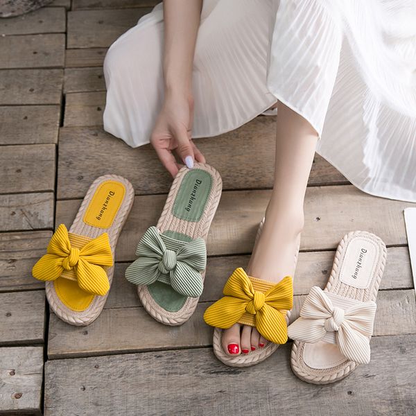 

low shoes woman 2020 slippers casual flock butterfly-knot shale female beach slipers women luxury sabot flat new rubber pu, Black