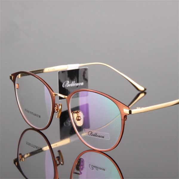 

titanium glasses round nearsighted glasses prescription men/women eyeglasses two-tone cat eye 950, Black