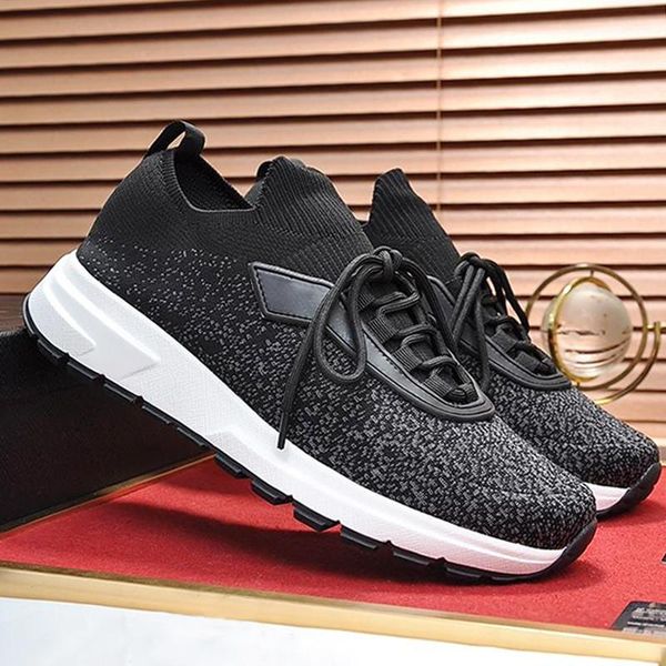 

comfortable prax 01 knit fabric sneakers men 's shoes fashion classic sports type footwears plus size lace -up casual men shoes scarpe, Black