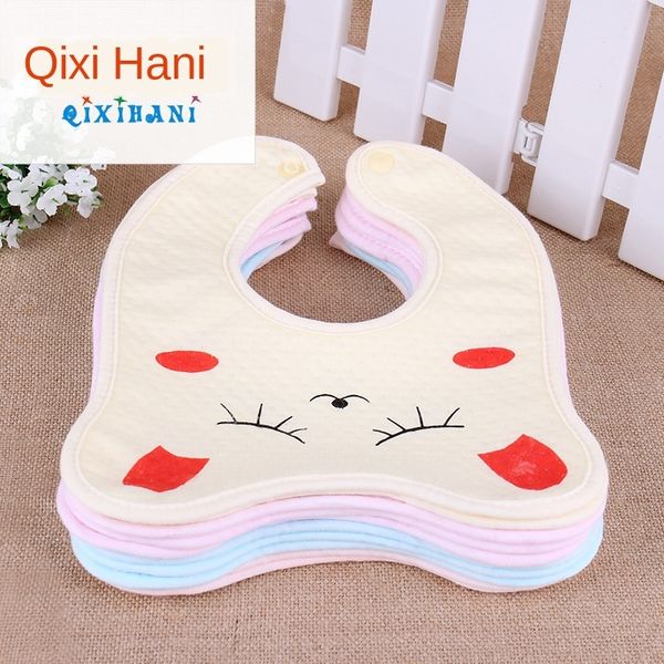 

младенческая продукты мультфильм хлопок печатных слюна кнопка нагрудник карман супер абсорбент одна кнопка нагрудник