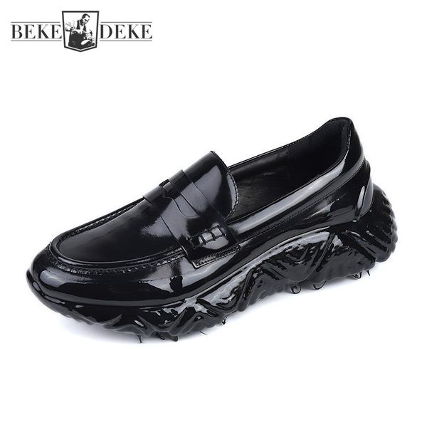 

мужчины натуральная кожа повседневная обувь черный слип-on driving мокасины толстым дном дизайнерские кроссовки red white лоскутная мужские, Black