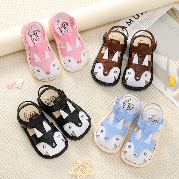 

boys 2020 new anti-skid soft bottom and sandals cute cartoon baby 1-3 years old sandals baotou, Black;red
