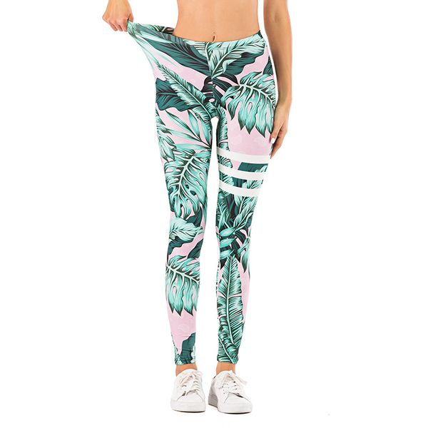

women's leggings 2021 summer women ultra-thin super softleaf digital printing skinny pants outdoor sports female o5a160, Black