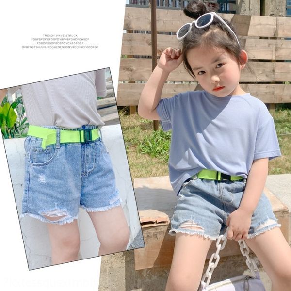 

girls' denim 2020 korean style children's clothing new girls' baby children's wear and shorts dry old woolen denim short, Blue