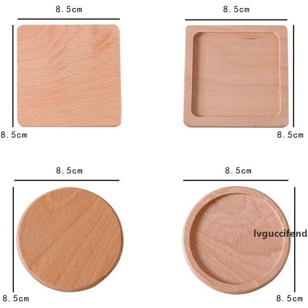 

durable beech wood coasters square round cup pad heat resistant teacup mat home table decor wb441