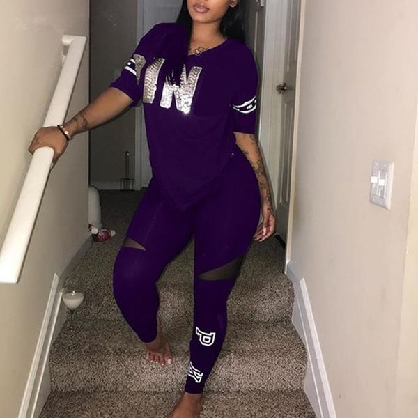 

women set letter print sweatsuit women casual skinny pants sweat suit two piece tracksuit 2 piece set plus size, Gray