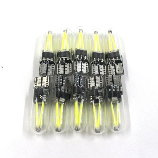 

10pcs led w5w t10 cob glass car light led reading bulb lamp auto parking bulbs car reading dome lamp dc 12v