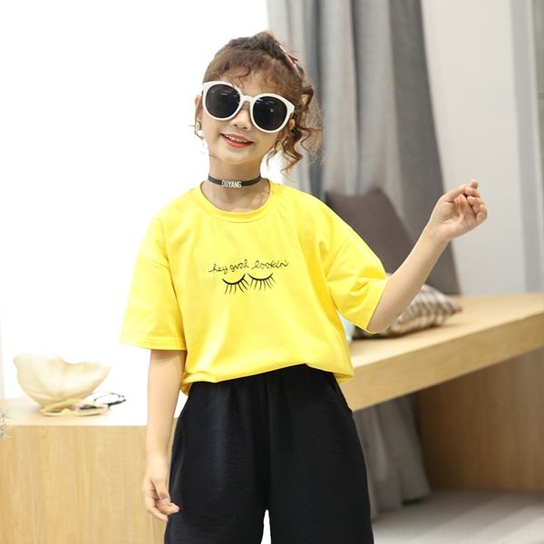 

medium and large children's casual short-sleeved children's round t-shirt neck printed t-shirt 2020 summer new girlstop, Blue