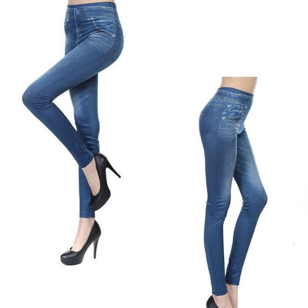 

тонкая женщина леггинсы искусственных denim jeans поножи sexy карман печать мода фитнес гетры вскользь высокая талия карандаш штаны, Black