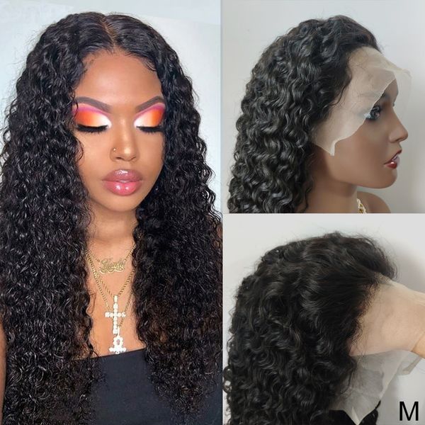 

13x4 lace front human hair wigs 150% pre plucked 360 lace frontal wig remy brazilian curly human hair wig 4x4 closure wig, Black