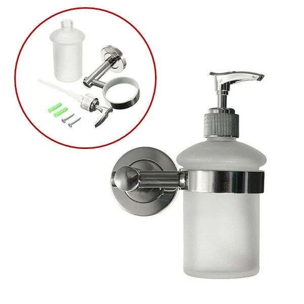 

stainless steel wall mount bathroom frosted glass shampoo liquid soap dispenser