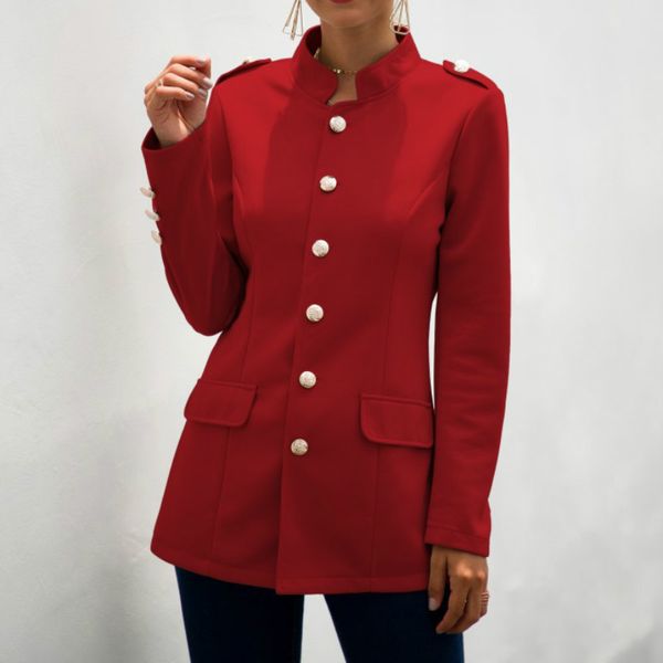 

women blazer mujer autumn winter coat fashion solid color button pocket long sleeve jacket office lady slim-fit suit blazers, White;black