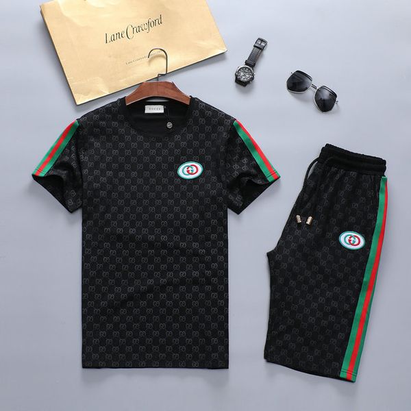 

2020 fashion men clothing sets short sleeve printing tracksuits 2 mens casual summer wear medusa mens track suit, Gray