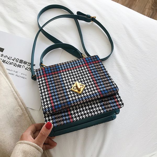 

2020 fashion houndstooth handbag women crossbody bags vintage shoulder messenger bag ladies clutches casual totes female purses