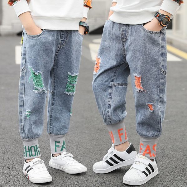 

22338 men's pants 2020 new autumn autumn midi children's fashion boys and pants and jeans korean stitched jeans, Blue