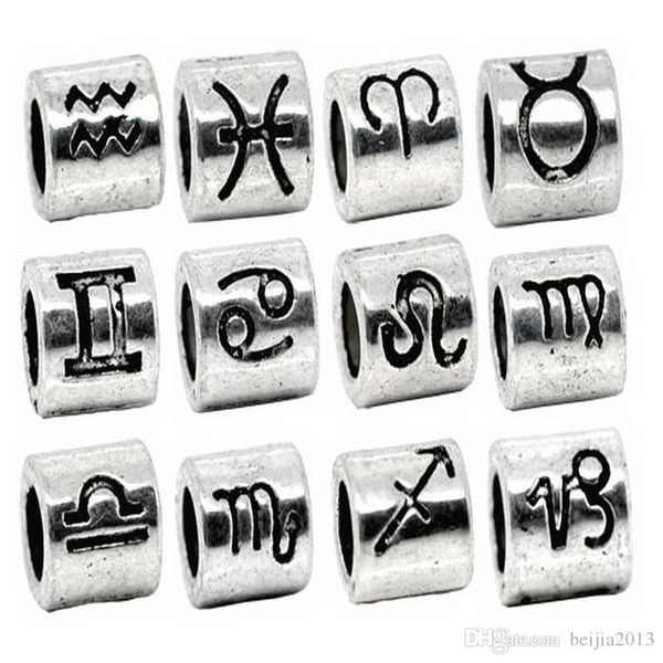 

zinc alloy metal mixed zodiac spacer beads fit charm bracelet jewelry making findings beads diy wholesale 60pcs ing, Black