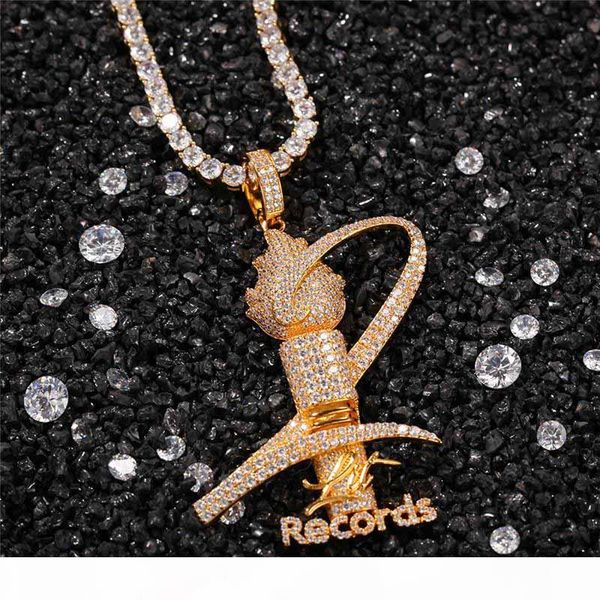 

torch pendant hip hop jewelry gold plated iced out diamond necklace new fashion mens hiphop chains with pendants, Silver