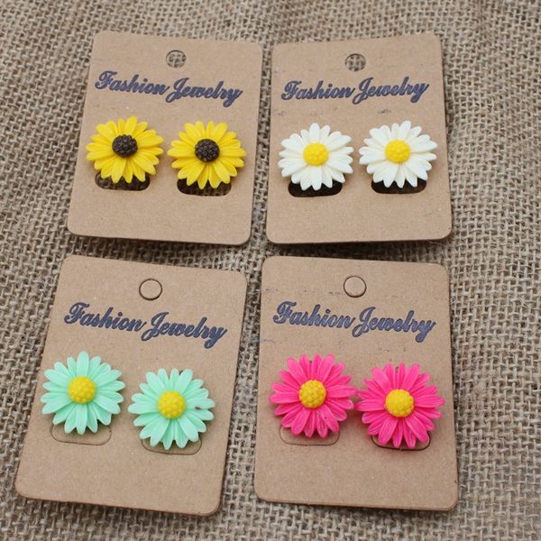 

women girls cute resin daisy flower stud earrings 5 colors lovely little floral earrings jewelry for holiday office wear party, Golden;silver