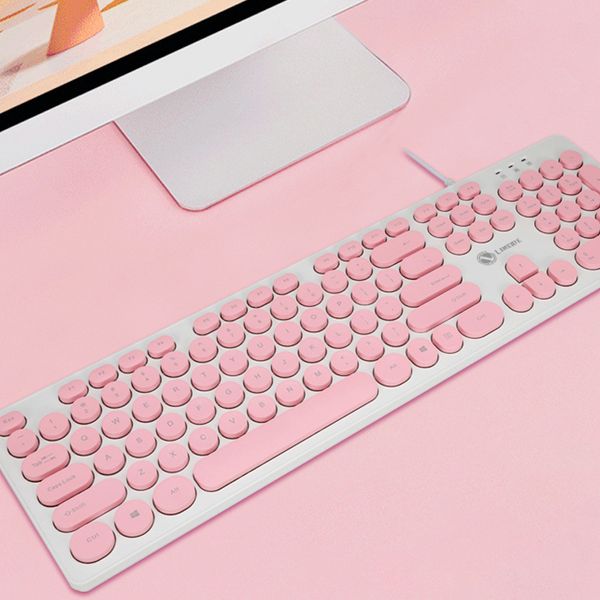 

retro membrane keyboard punk round key cap silent business office keyboard wired usb mute computer keyboards for mac pc laptop